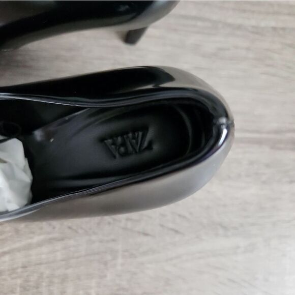 NEW ZARA STILETTO HEELS  HEELED PUMPS THIN HEEL HEIGT 3 INCH SZ 7,5 EU 38 BLACK - Picture 4 of 8